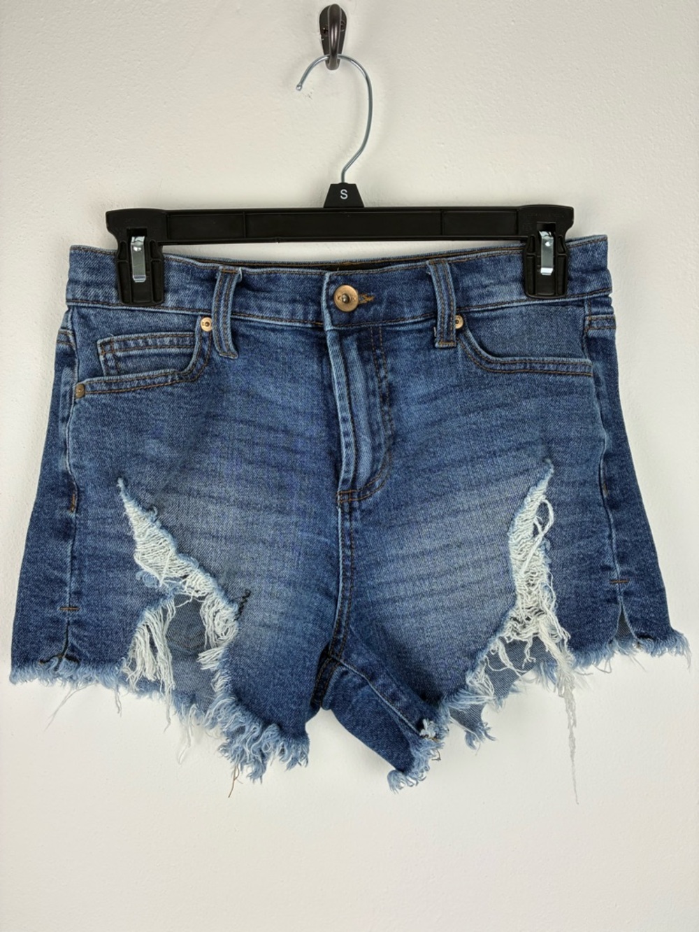 Kendall + Kylie Distressed Denim Shorts Raw Hem High Rise Size 3/26